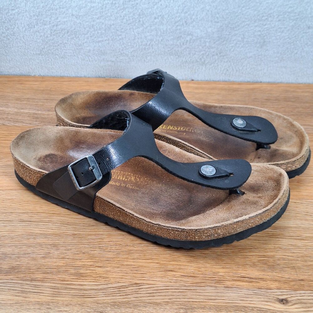 Birkenstock Gizeh Women's 7 EU 38 Thong Sandals Black Birko-Flor Vegan